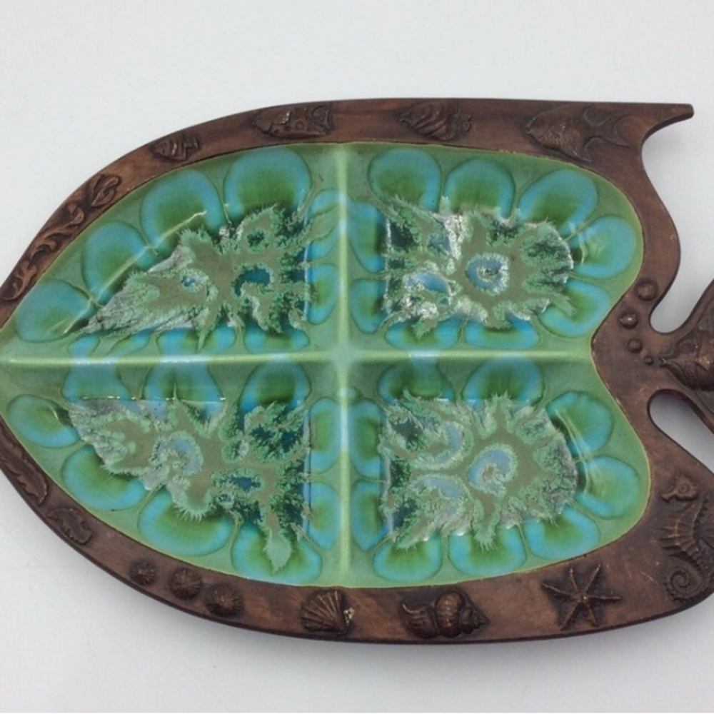 Vintage Leaf-Shaped Ceramic Platter
